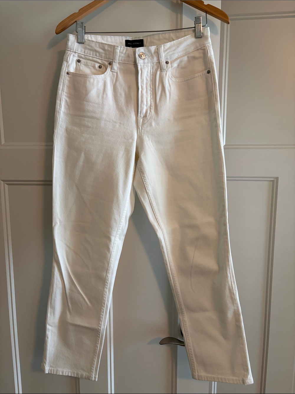 High-Rise Straight Leg White Jeans — Free Assembly